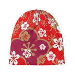 Flower Kimono Pattern Print Beanie