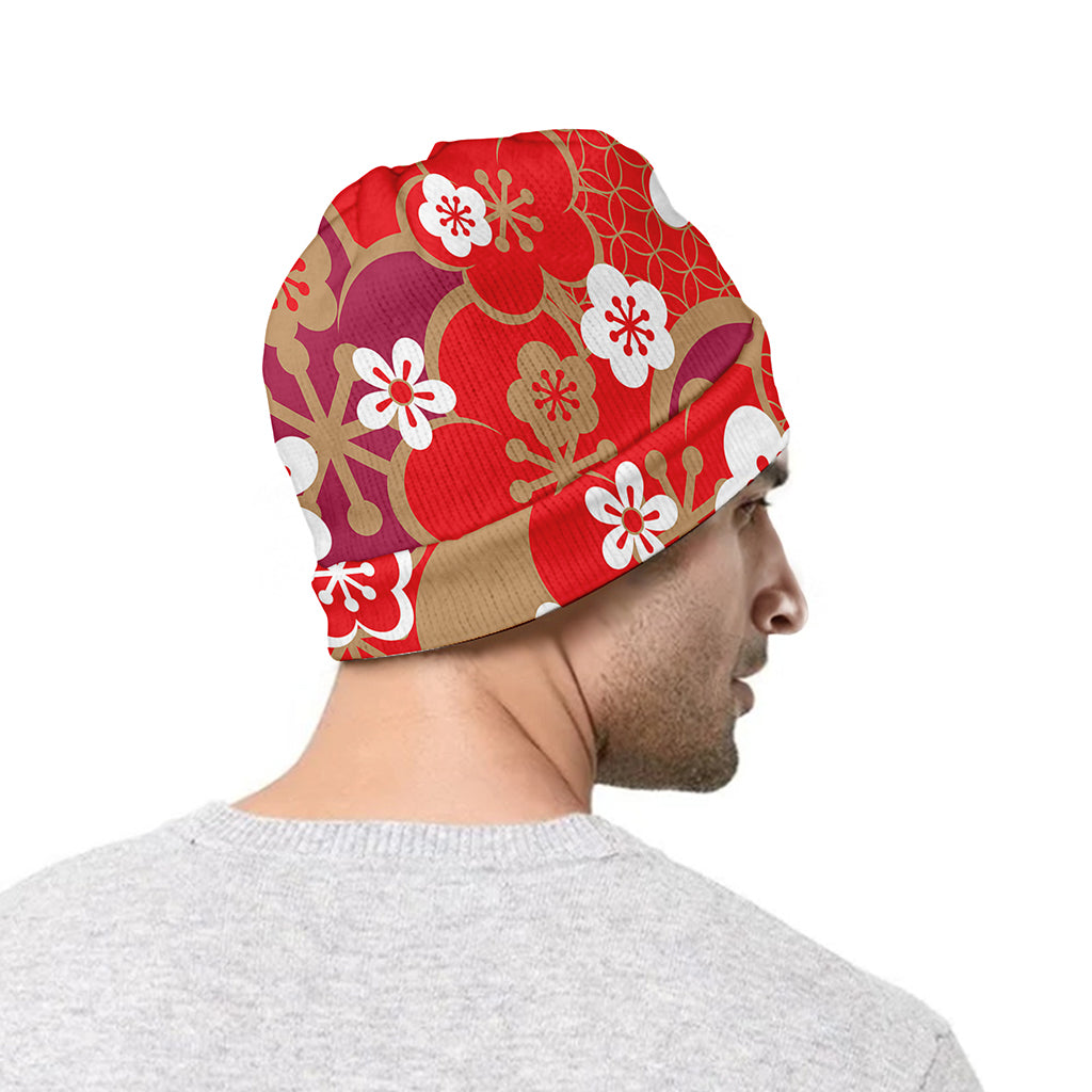 Flower Kimono Pattern Print Beanie