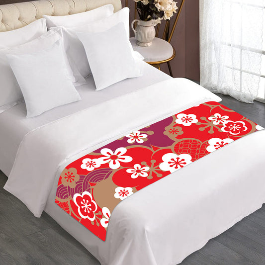 Flower Kimono Pattern Print Bed Runner