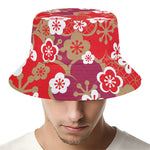 Flower Kimono Pattern Print Bucket Hat