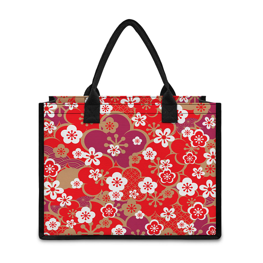 Flower Kimono Pattern Print Canvas Tote Bag