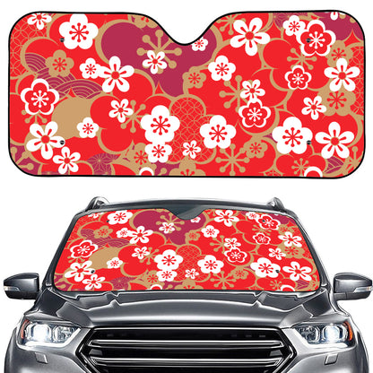 Flower Kimono Pattern Print Car Windshield Sun Shade