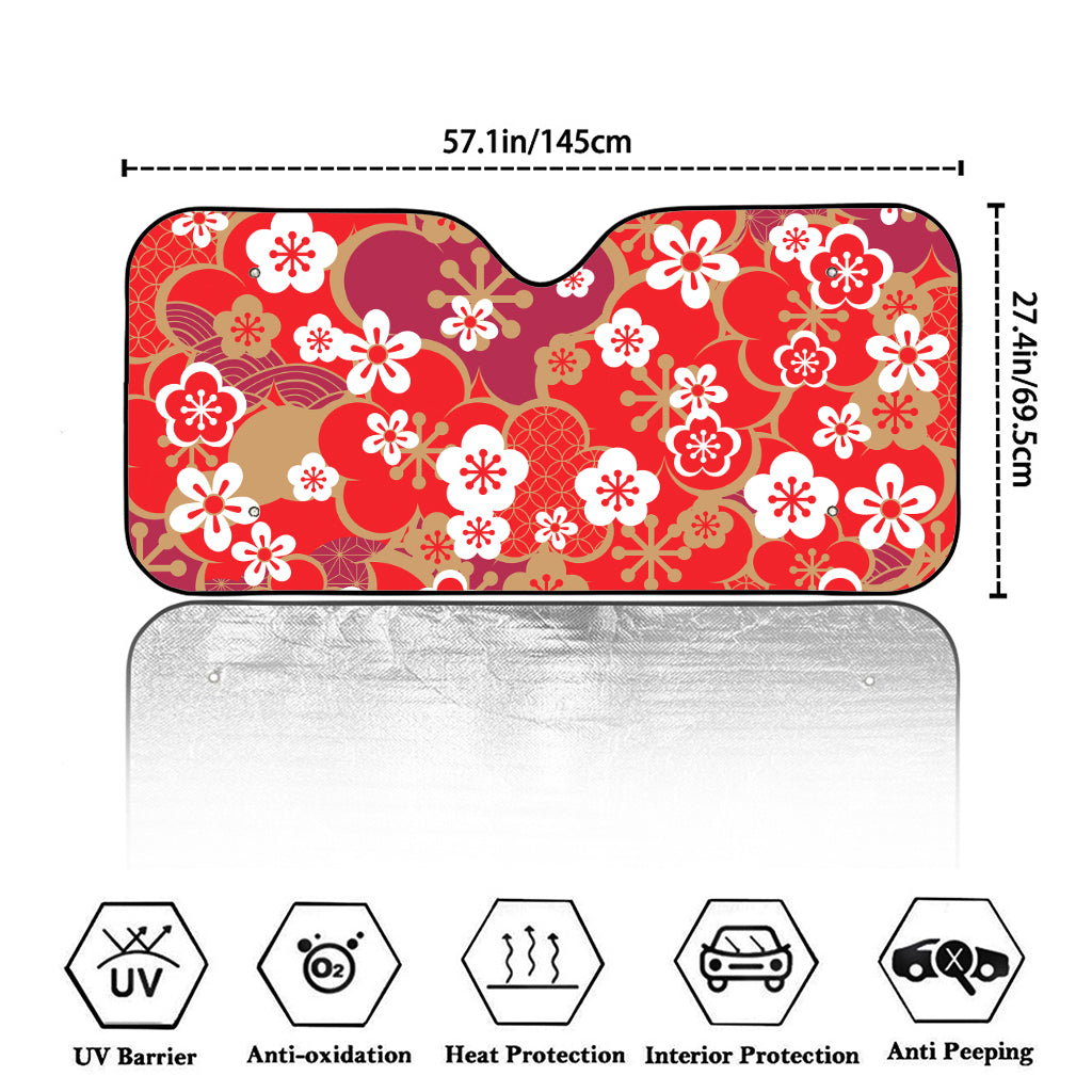 Flower Kimono Pattern Print Car Windshield Sun Shade