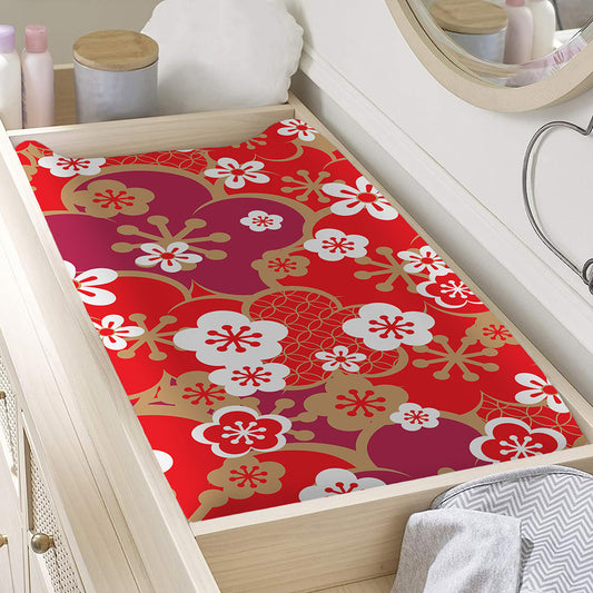 Flower Kimono Pattern Print Changing Pad Cover