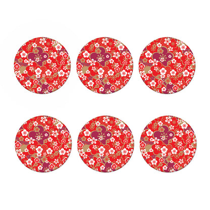 Flower Kimono Pattern Print Coaster Set