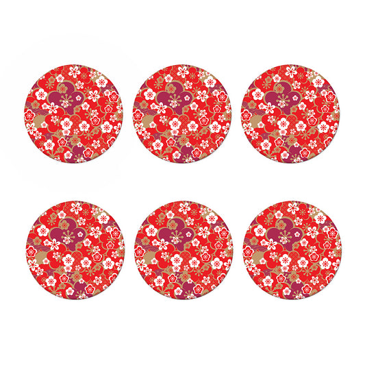 Flower Kimono Pattern Print Coaster Set