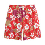 Flower Kimono Pattern Print Cotton Shorts