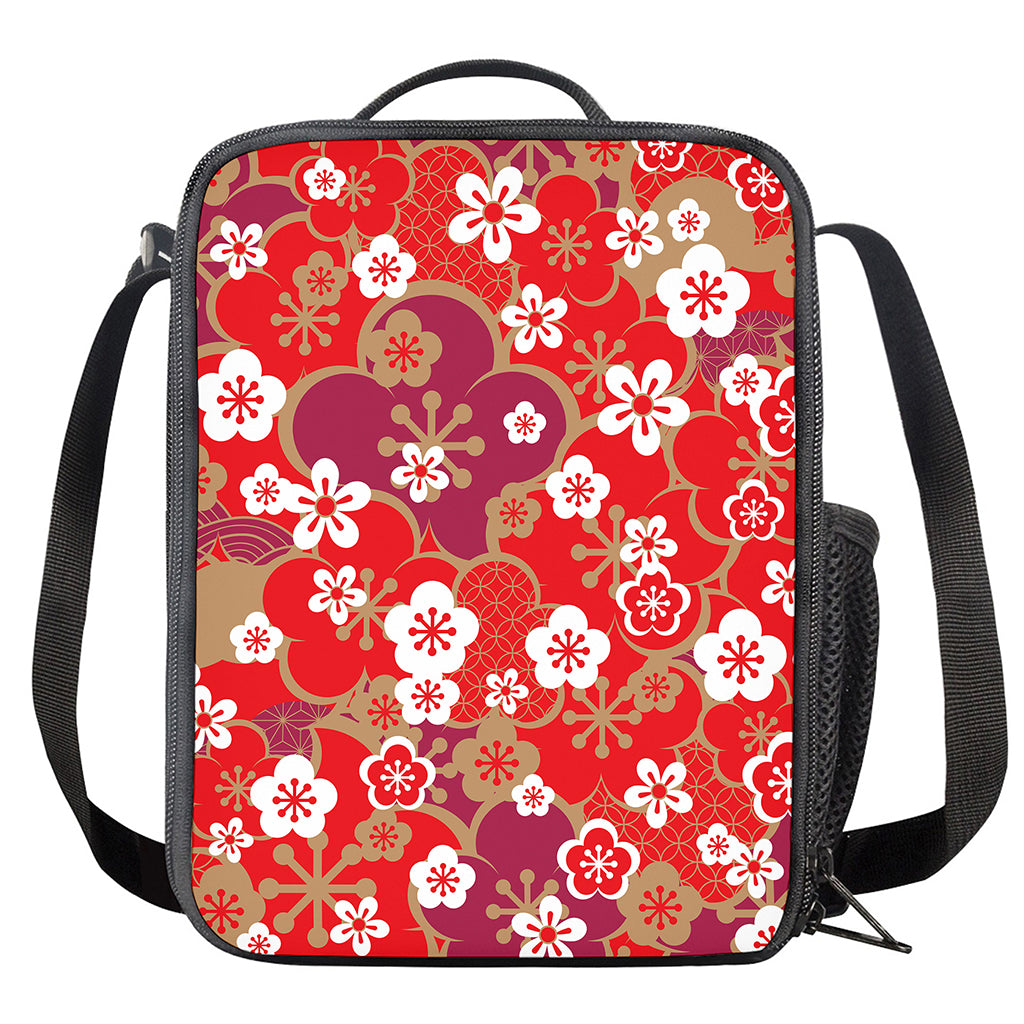 Flower Kimono Pattern Print Crossbody Lunch Bag