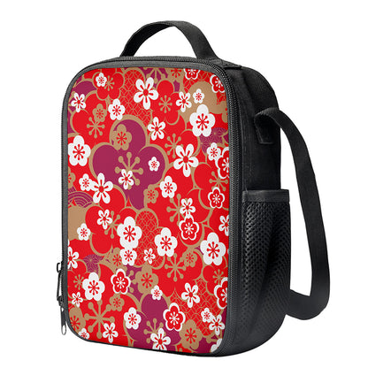 Flower Kimono Pattern Print Crossbody Lunch Bag