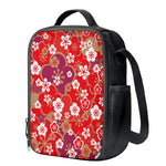 Flower Kimono Pattern Print Crossbody Lunch Bag
