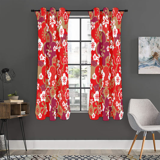 Flower Kimono Pattern Print Curtain