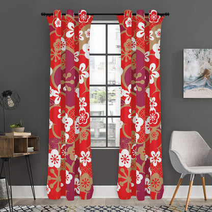 Flower Kimono Pattern Print Curtain
