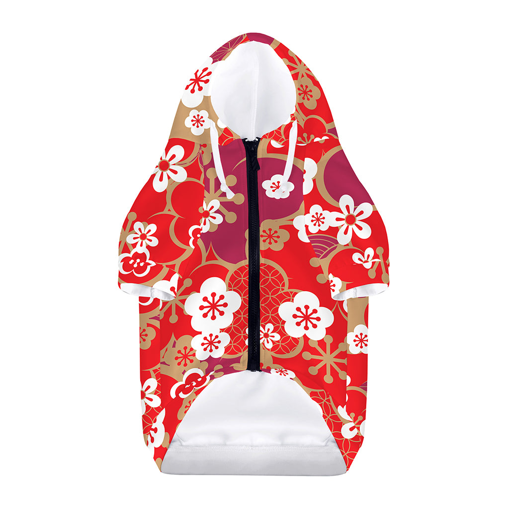 Flower Kimono Pattern Print Dog Zip Up Hoodie