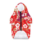 Flower Kimono Pattern Print Dog Zip Up Hoodie