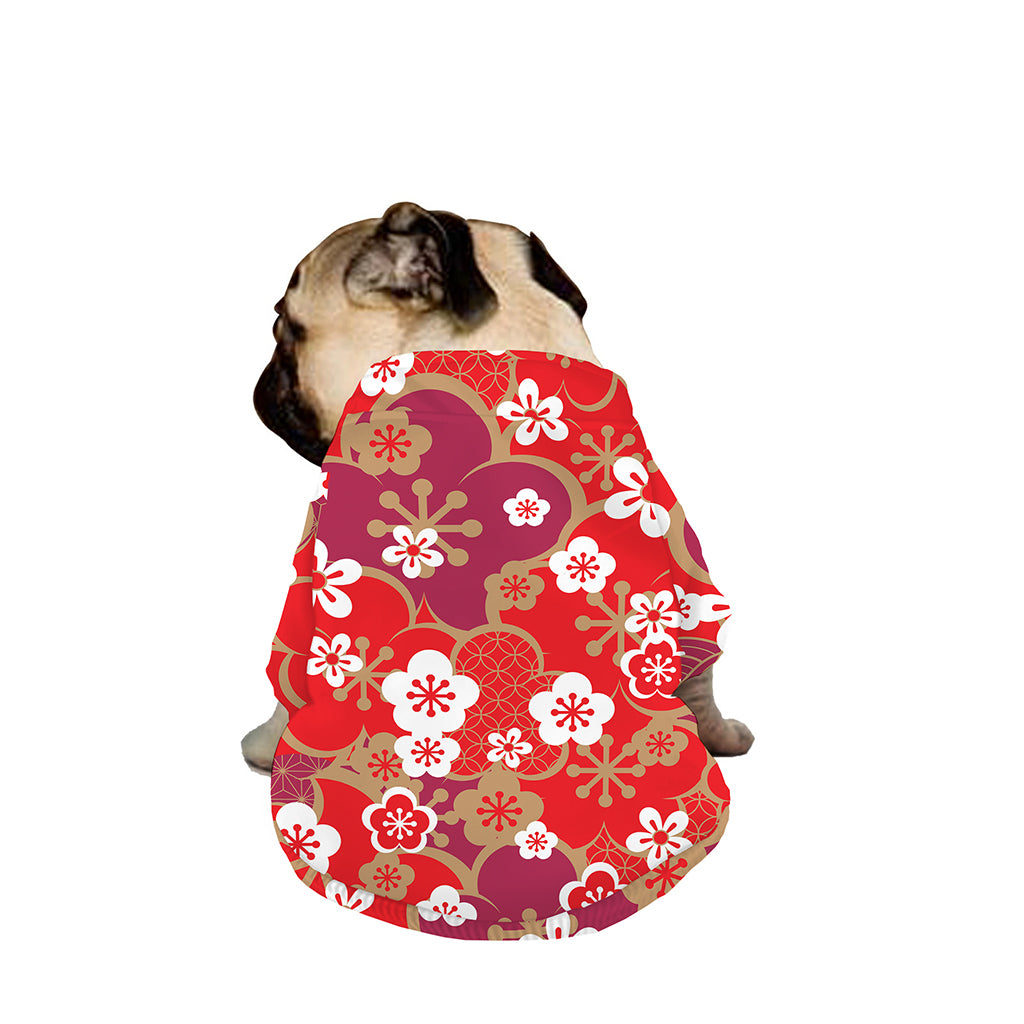 Flower Kimono Pattern Print Dog Zip Up Jacket