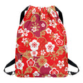 Flower Kimono Pattern Print Drawstring Backpack