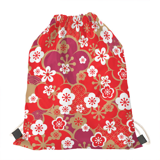 Flower Kimono Pattern Print Drawstring Bag