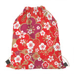 Flower Kimono Pattern Print Drawstring Bag