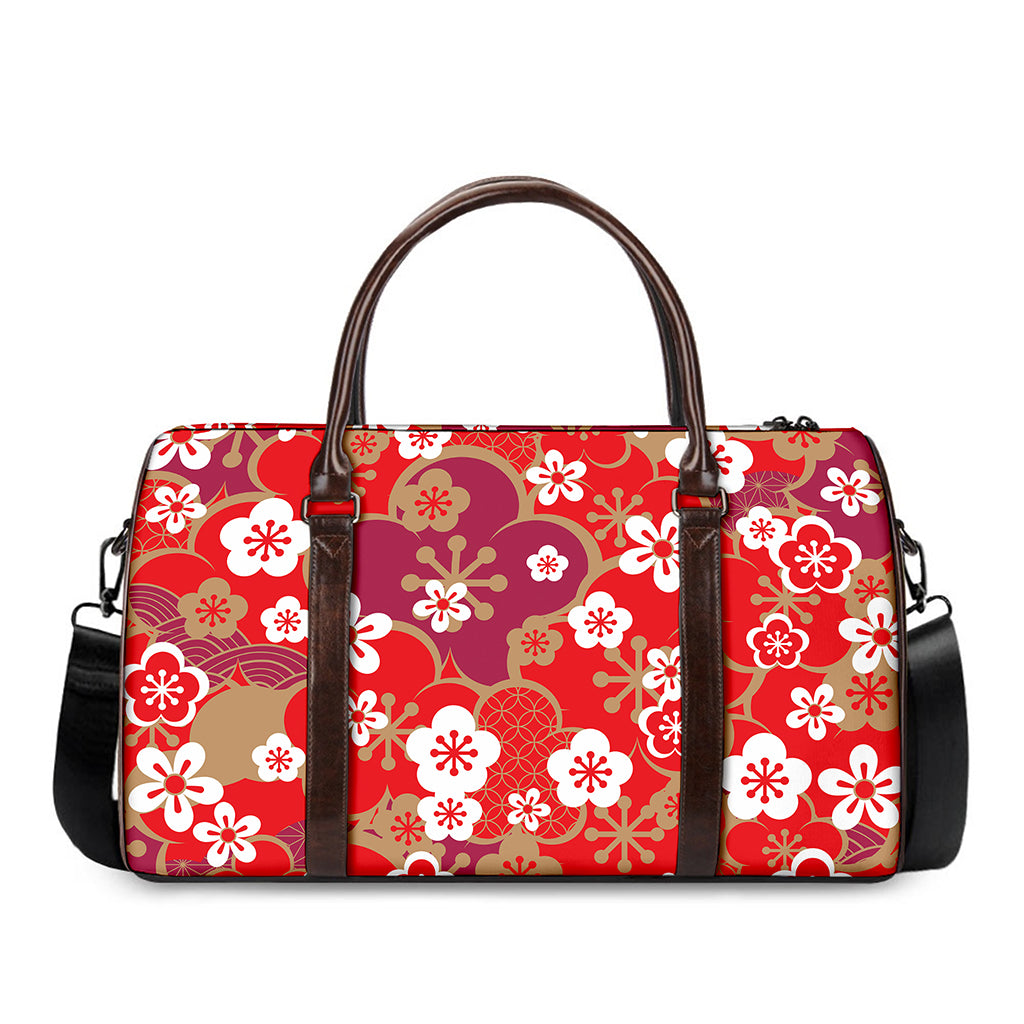 Flower Kimono Pattern Print Duffle Bag