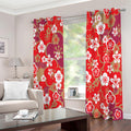 Flower Kimono Pattern Print Extra Wide Grommet Curtains