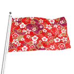 Flower Kimono Pattern Print Flag