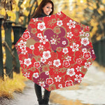 Flower Kimono Pattern Print Foldable Umbrella