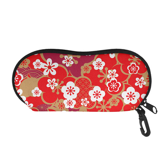 Flower Kimono Pattern Print Glasses Case