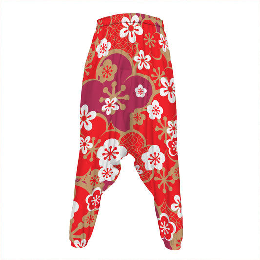 Flower Kimono Pattern Print Hammer Pants
