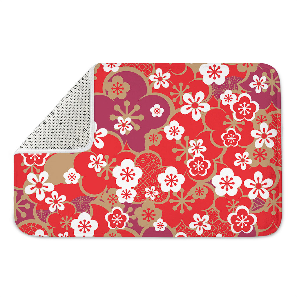 Flower Kimono Pattern Print Indoor Door Mat