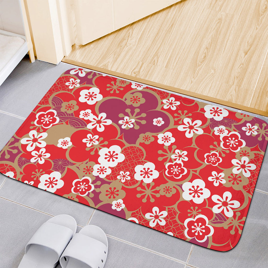 Flower Kimono Pattern Print Indoor Door Mat