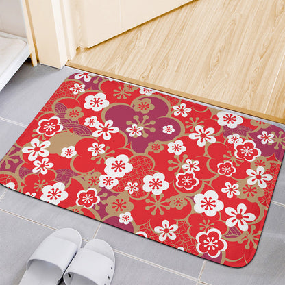 Flower Kimono Pattern Print Indoor Door Mat