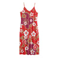 Flower Kimono Pattern Print Jersey Midi Cami Dress