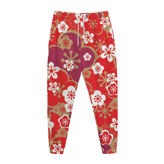 Flower Kimono Pattern Print Jogger Pants