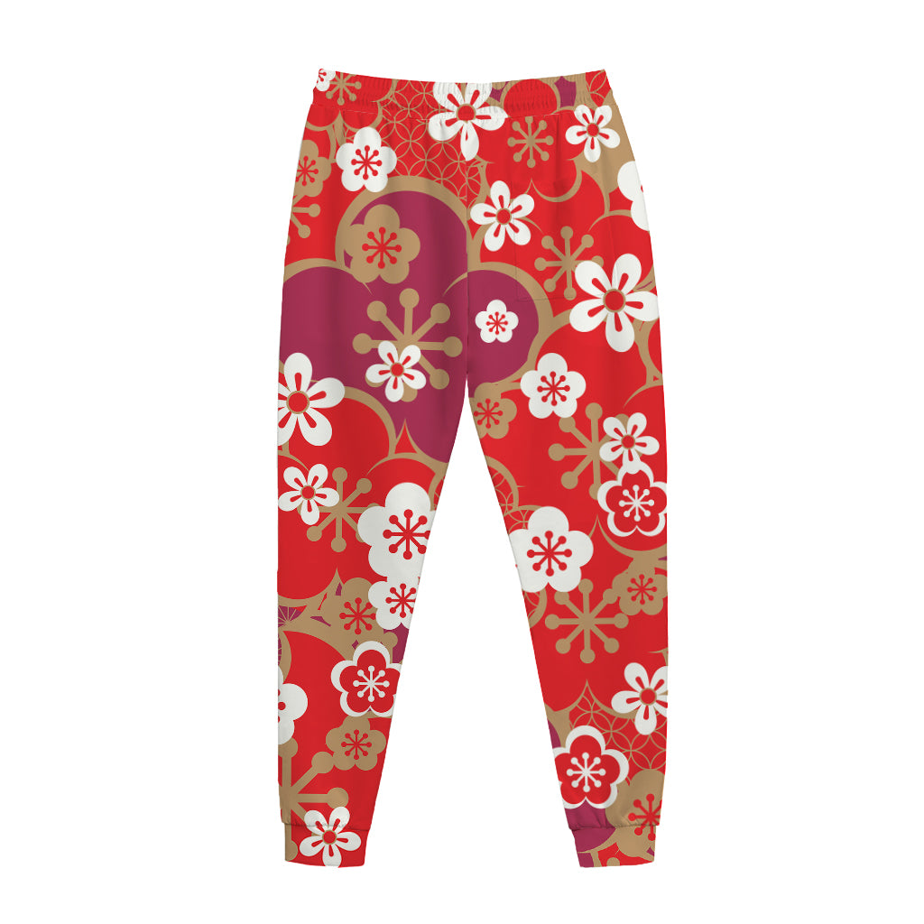 Flower Kimono Pattern Print Jogger Pants