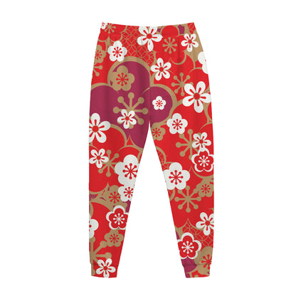 Flower Kimono Pattern Print Jogger Pants