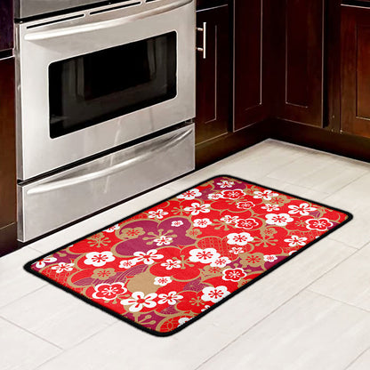 Flower Kimono Pattern Print Kitchen Mat