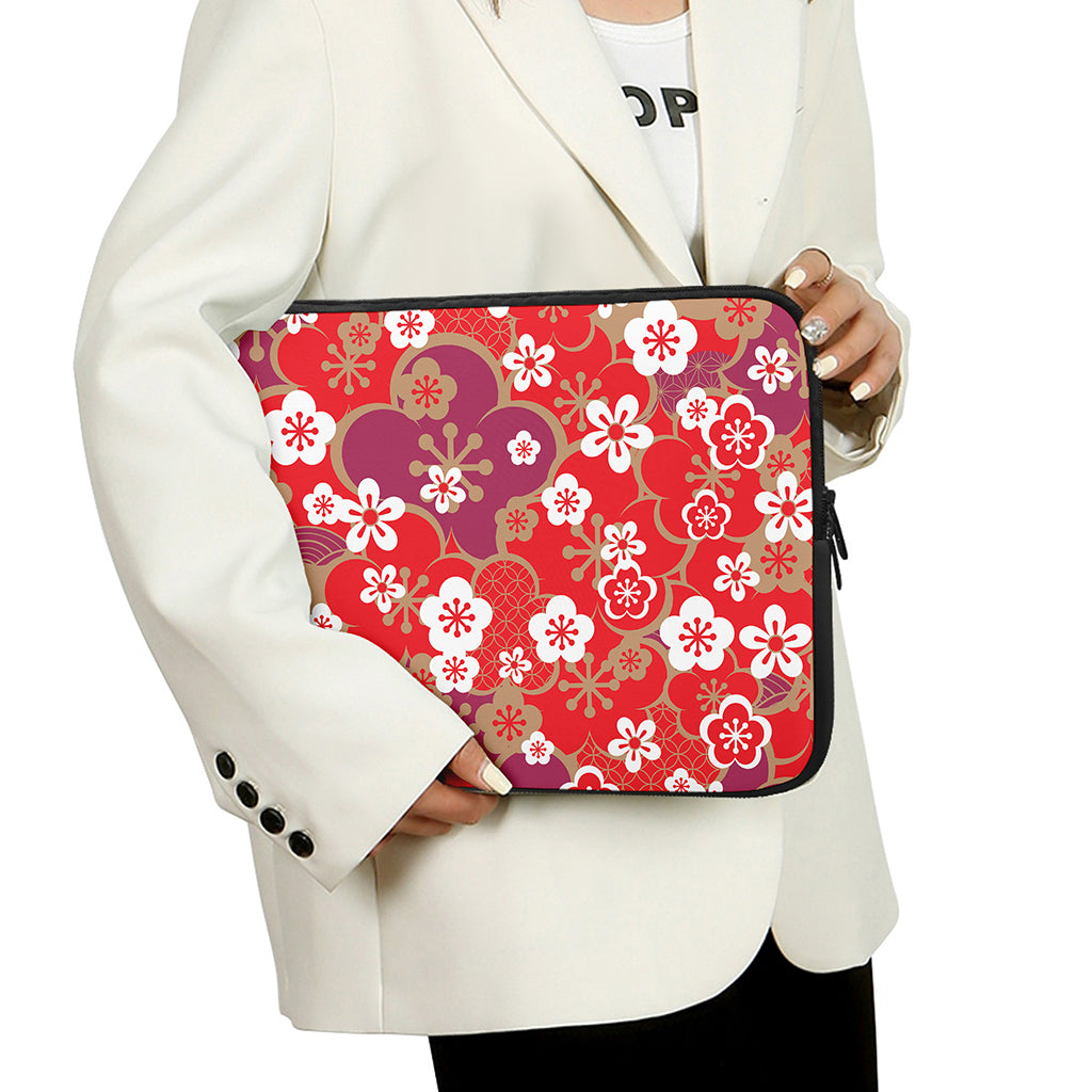 Flower Kimono Pattern Print Laptop Sleeve