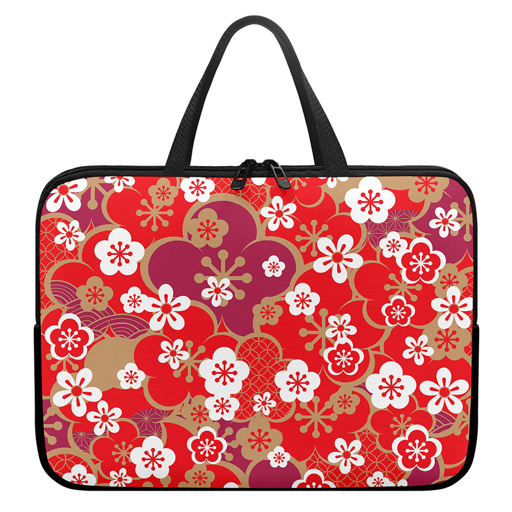 Flower Kimono Pattern Print Laptop Sleeve With Handle