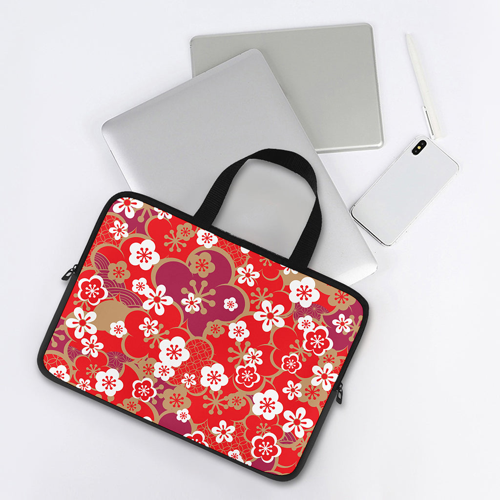 Flower Kimono Pattern Print Laptop Sleeve With Handle