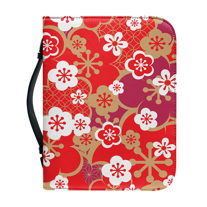 Flower Kimono Pattern Print Leather Bible Cover