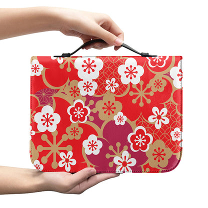 Flower Kimono Pattern Print Leather Bible Cover