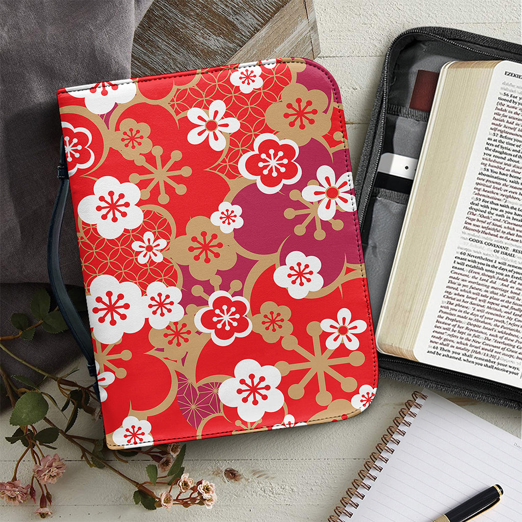 Flower Kimono Pattern Print Leather Bible Cover