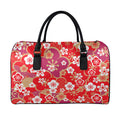 Flower Kimono Pattern Print Leather Duffel Bag