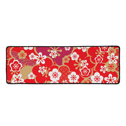 Flower Kimono Pattern Print Long Kitchen Mat