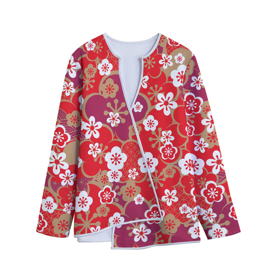Flower Kimono Pattern Print Long Sleeve Short Coat