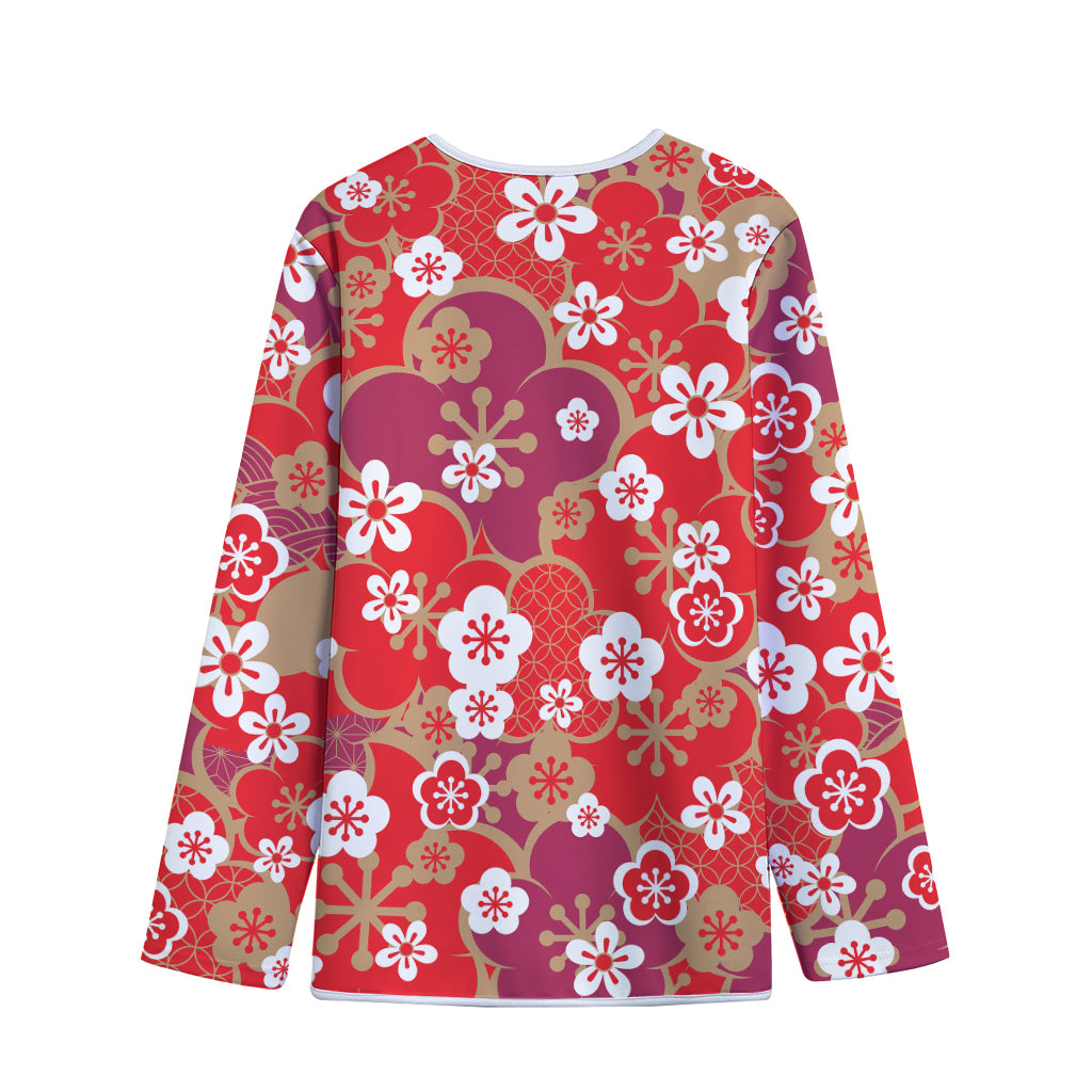 Flower Kimono Pattern Print Long Sleeve Short Coat