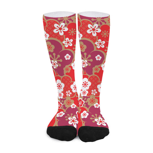Flower Kimono Pattern Print Long Socks