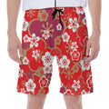 Flower Kimono Pattern Print Men's Beach Shorts