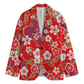Flower Kimono Pattern Print Men's Blazer