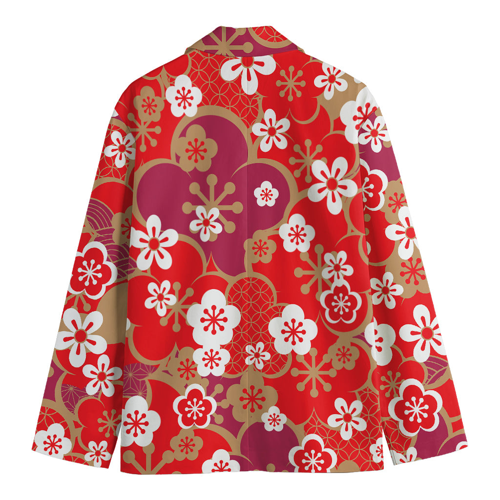 Flower Kimono Pattern Print Men's Blazer